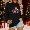 thumbnail image 2 of Enjoytime Fall Tops for Women 2025 Christmas Printed Long Sleeve Crewneck Sweatshirt Xmas Holiday Lightweight Pullover Sweatshirts Black S, 2 of 6