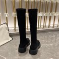 thumbnail image 6 of XUNKUSGA Knee High Boots Women Fashion Round Toe Chunky Heel Tall Riding Boots High Stretch Thigh High Boots Casual Comfortable Suede Boots for Women 35-40 Black, 6 of 8