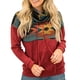 thumbnail image 2 of Sudadera holgada estampada para mujer con bolsillos, talla S, suéter de patchwork de manga larga rojo, 2 of 6