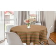 thumbnail image 1 of Geometric Round Tablecloth, Simple Modern Pattern with Repetitive Vibrant Triangles, Circle Table Cloth Cover for Dining Room Kitchen Decor, 60", Yellow Blue, by Ambesonne, 1 of 2