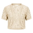 thumbnail image 3 of Weikingp Women Lace Sheer Mesh Cardigan Cropped Casual Elegant Party Club Summer Cardigans Going Out Outwear Cover Up for Dresses Yellow S, 3 of 8