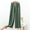 thumbnail image 2 of Busydd Women's Pants Fashion Cozy Solid Color Pajama Pants Elastic Waist Baggy Casual Pants Drawstring Wide Leg Pants with Pockets, 2 of 3