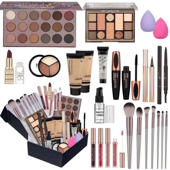 Kit de maquillaje MONRUEVT para niñas adolescentes con paleta de sombras de ojos y más