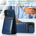thumbnail image 4 of Entronix Wallet Case for Apple iPhone 12 Mini Leather Wallet Card Holder Case, Built In Kickstand with 6 Card Slots Holder for Apple iPhone 12 Mini, Navy, 4 of 6