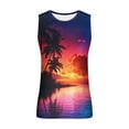 thumbnail image 3 of Penkiiy Sunset Print Beach Tank Tops Men Summer Casual Sleeveless T-Shirt Round Neck Sports Tee Racerback Workout Tanks L Purple, 3 of 4