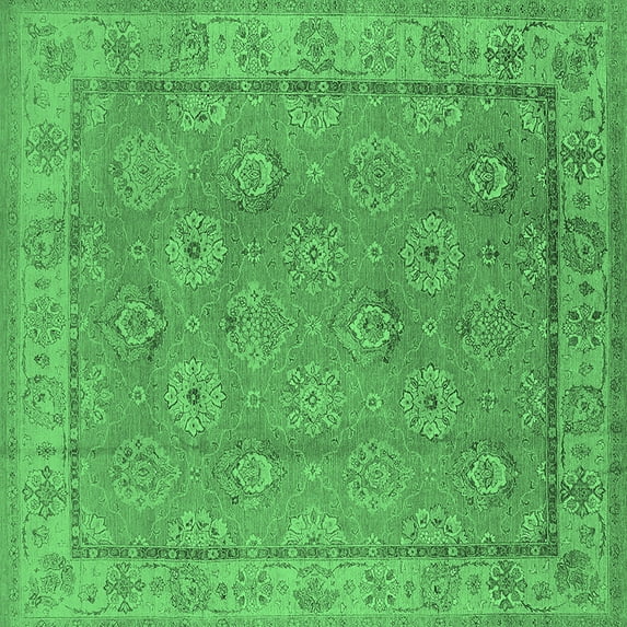 Ahgly Company Indoor Square Oriental Emerald Green Traditional Area Rugs, 3' Square
