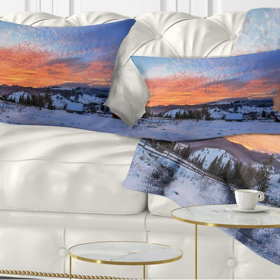 Designart 12" x 20" Blue Polyester Throw Pillow