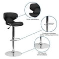 thumbnail image 2 of Contemporary Cozy Mid-Back Black Vinyl Adjustable Height Barstool with Chrome Base, 2 of 9
