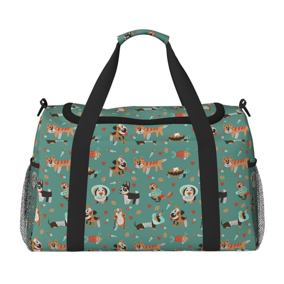 Picia Veterinary Clinics Print Travel Duffle Bag,Weekender Bags for Women with Shoe Compartment, Gym Duffel Bag with Wet Pocket, Hospital Bags for Labor and Delivery