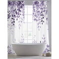 thumbnail image 5 of Purple Sheer Curtains 96 Inch Length 2 Panels Set - Light Filtering Window Treatments, Eucalyptus Leaves Rod Pocket Semi Curtains for Living Room/Bedroom/Kitchen Décor, 104"W x 96"L, 5 of 7
