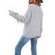 thumbnail image 4 of VISgogo Suéter de talla grande para mujer, suéter de punto con flecos de cuello redondo de manga larga de color sólido informal VISgogo moda, 4 of 6