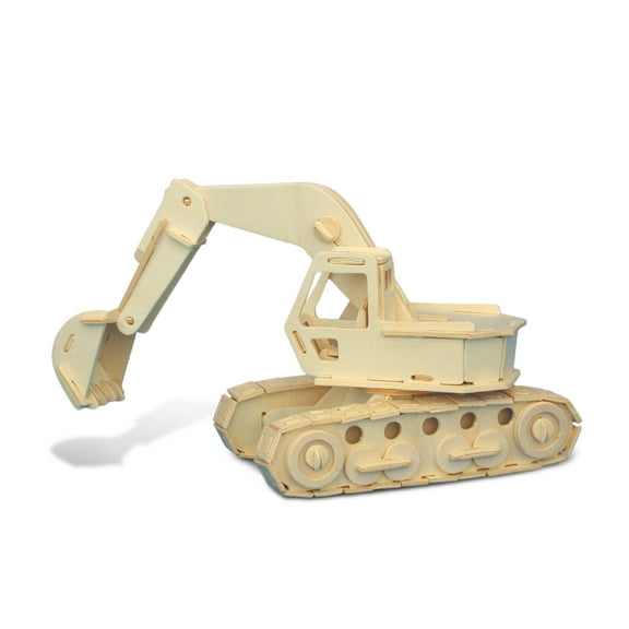 Puzzled 3D Puzzle Excavator Wood Craft Construction Model Kit, Fun, Unique & Educational DIY Wooden Toy Assemble Model Unfinished Crafting Hobby Puzzle to Build & Paint for Decoration 119 Pieces Pack