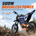 thumbnail image 4 of 36V Kids Electric Dirt Bike,Fast Speed Electric Motorcycle Up to 15 MPH & 10 Miles Long-Range, Twist Grip Throttle, Dual Suspension & Brakes for Kids Ride on Toys, Blue, 4 of 9