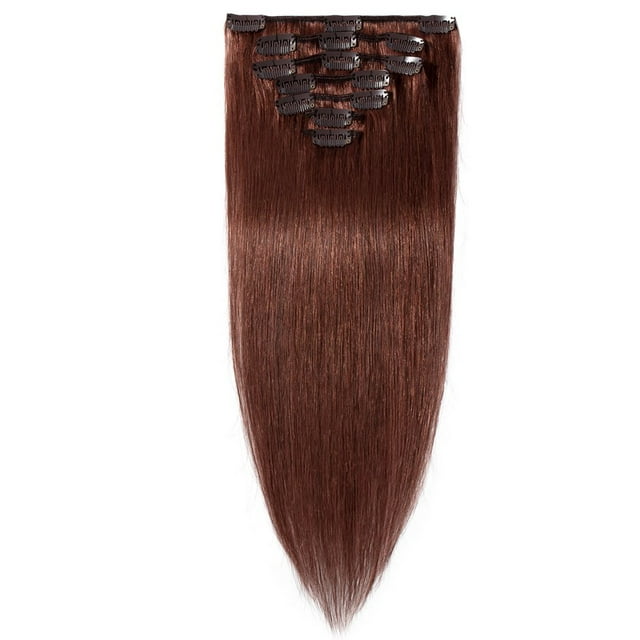 Extensions de Cheveux Humains Remy 100 % à Clip, Cheveux Humains Lisses et Soyeux, 7 Pcs, 15 clips