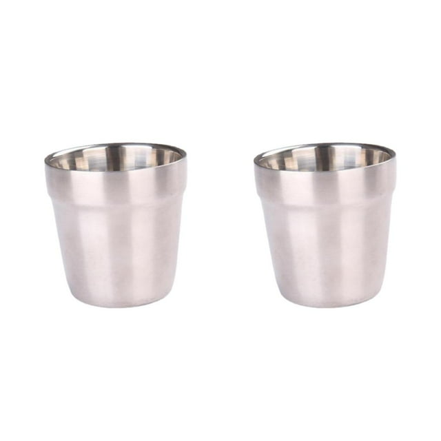 Soidarity Taza de Camping de 180ml de doble capa, tazas de cocina de Metal para café, tazas de viaje para el hogar, taza de agua para pícnic al 2Conjunto