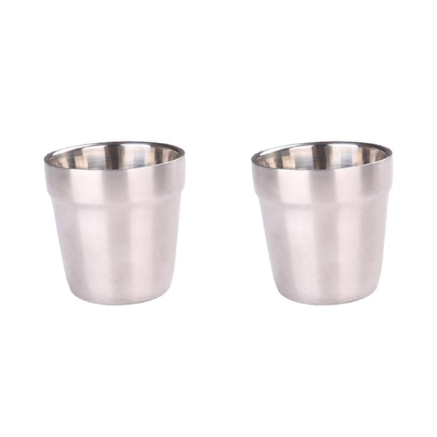 Soidarity Taza de Camping de 180ml de doble capa, tazas de cocina de Metal para café, tazas de viaje para el hogar, taza de agua para pícnic al 2Conjunto