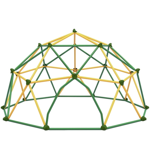Kdymod 12FT Climbing Dome for Kids,Geometric Dome Climber Jungle Gym Supports 1000 LBS, Outdoor Backyard Play for Kids 3-10 Years Old, Easy Assembly with Climbing Grips,Green,Yellow