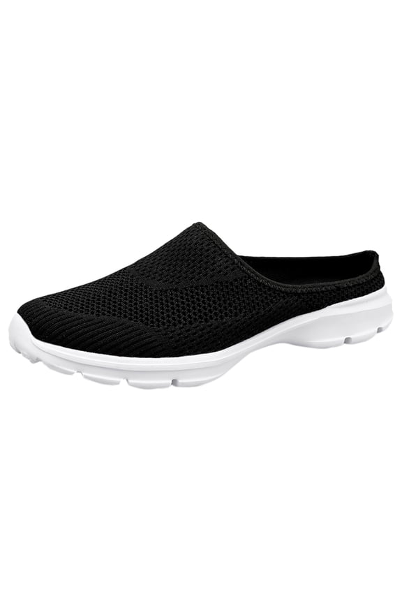 Womens Open Back Sneakers Slip On Mules Shoes Comfort Backless Loafers Shoes(Black,7.5)