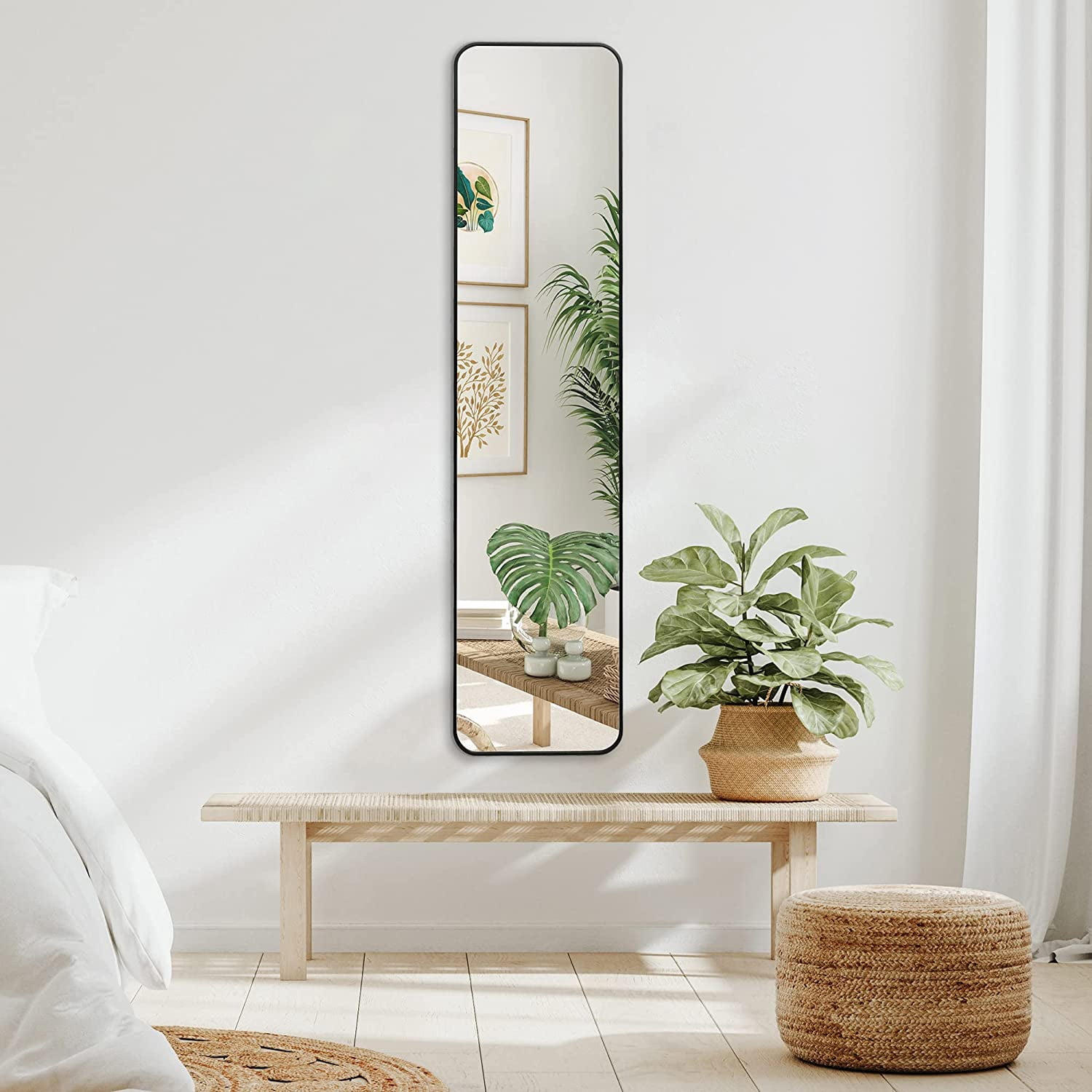 Americanflat Full Length Mirror - 14" x 59" Large Full Body Mirror for Bedroom, Living Room - 5ft Tall Floor Mirror Full Length - Black