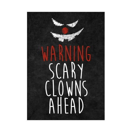 Warning Scary Clowns Ahead Print Creepy Clown Face Picture Halloween Seasonal Decoration Sign