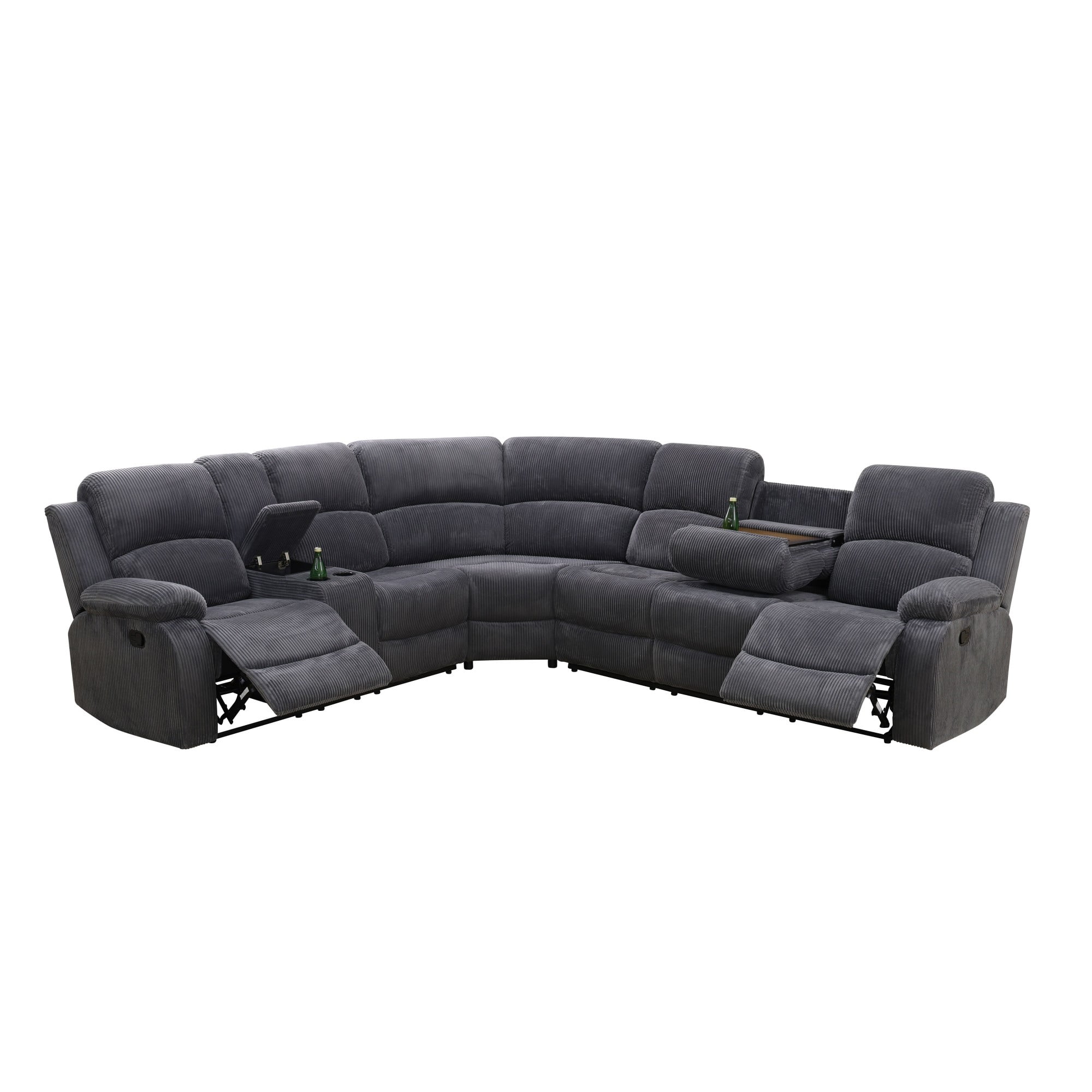 Gewnee Chenille Manual Reclining Sectional Sofa with Cup Holders ,Oversize Reclining Couch for Living Room