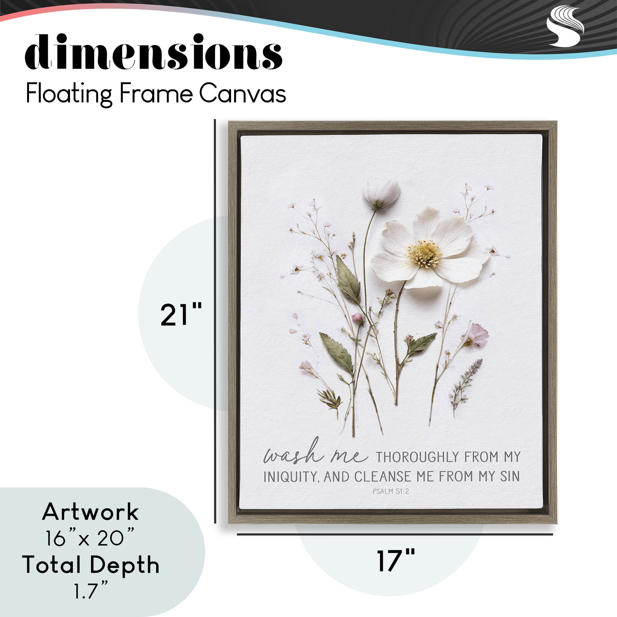 Pressed Flower Proverb Brown Framed Floater Canvas Wall Art, design by Lettered and Lined