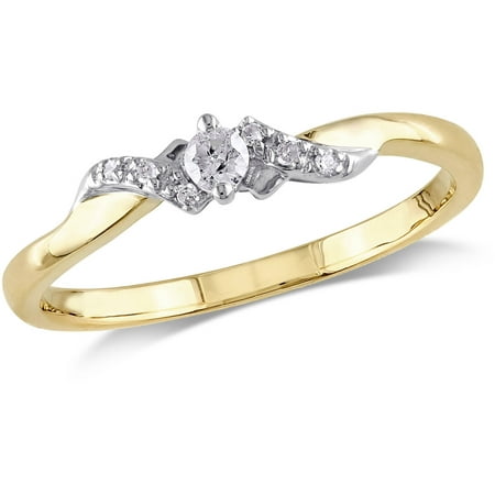 Miabella Diamond Accent 10kt Two-Tone Gold Promise Ring