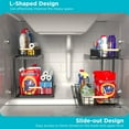 thumbnail image 3 of HBlife Under Sink Organizer, Pull-Out Cabinet Organizer 2 Tier Slide Out Sink Cabinet Storage Shelves, Under Sink Cabinet Organizer Storage for Kitchen Bathroom, Black, 2 Pack, 3 of 9