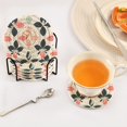 thumbnail image 3 of Yayeee 6 PCS Drink Coasters with Holder Set Woven Absorbent Round Tabletop Hot Pad, Black Retro Flower, 3 of 7