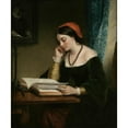 thumbnail image 2 of Daniel Huntington 12x14 Black Ornate Wood Framed Double Matted Museum Art Print Titled: The Fair Student (1858), 2 of 5
