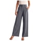thumbnail image 1 of Pantalones de trabajo de cintura alta y pierna ancha para mujer - Plisados por delante, elásticos por detrás, poliéster-spandex, informales para la oficina, tallas S-XXL, 1 of 5