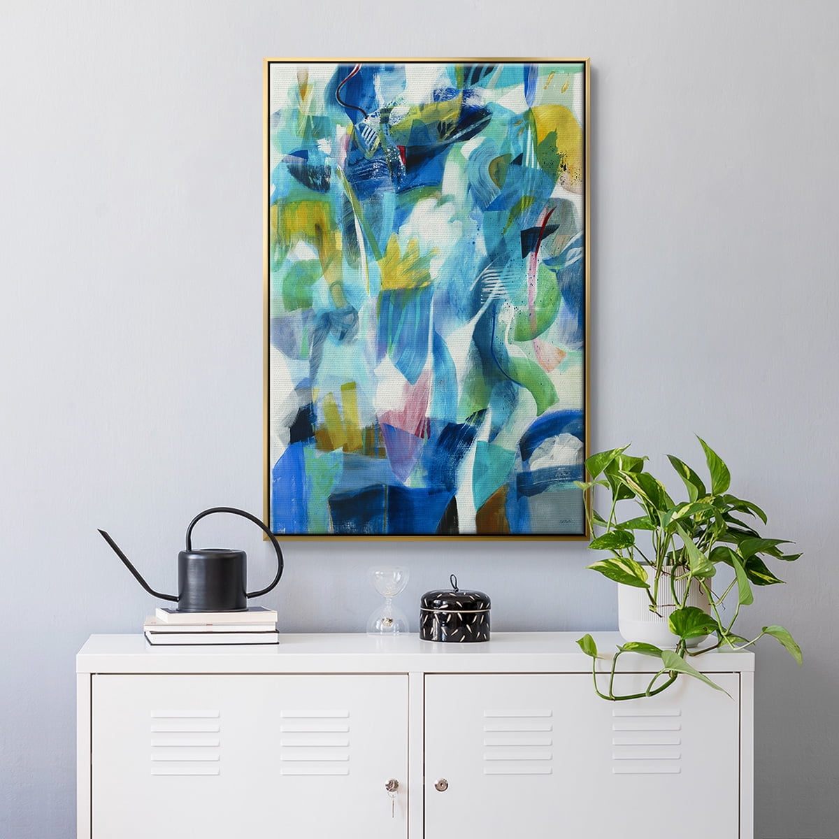Green Passage Framed Premium Gallery Wrapped Canvas - Ready to Hang - 25 x 37 - Gold Floating Frame