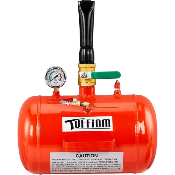 TUFFIOM 5 Gallon Air Tire Bead Blaster Seater w/Pressure Gauge & Handle, Wheel Seating Tool Inflator Tank for Truck ATV, 85-116PSI Operating Pressure, Red