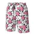 thumbnail image 6 of Uemuo Rose Flowers Pattern Men's Swim Trunks Hawaiian Beach Bathing Suit Swimsuits Beach Quick-Dry Shorts with Pockets-Small, 6 of 9