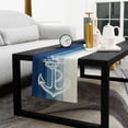 thumbnail image 5 of Nautical Anchor Navy Blue Cotton Linen Table Runner 13 x 70 inch Coastal Ocean Ombre Striped Non-slip Rectangular Dining Table Decor for Wedding Party Holiday Dinner, 5 of 8