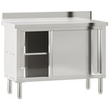 vidaXL Kitchen Work Table with Sliding Doors Stainless Steel - Walmart.com