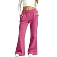 thumbnail image 2 of yillto Girls Fleece Sweatpants Elastic Waist Loose Wide Leg Pants Kids Fall Winter Casual Pant with Pockets, 2 of 7