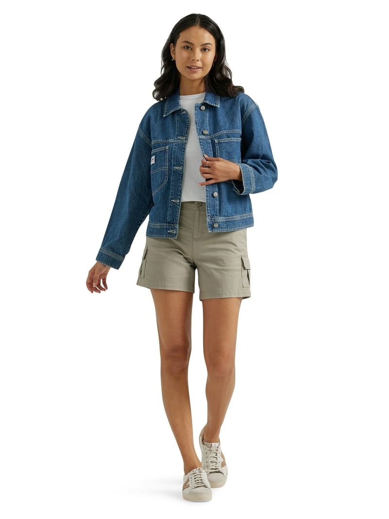 ジャケット・アウター Lee Short Denim Jacket Black XS Free Shipping! Lee Women's Cropped Chore Denim Jacket, Loose