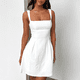 thumbnail image 4 of Vestido Mini Sin Mangas para Mujer (2025), Escote Cuadrado, Espalda Descubierta y Lazo Vestido de Fiesta Corto Crema M, 4 of 10