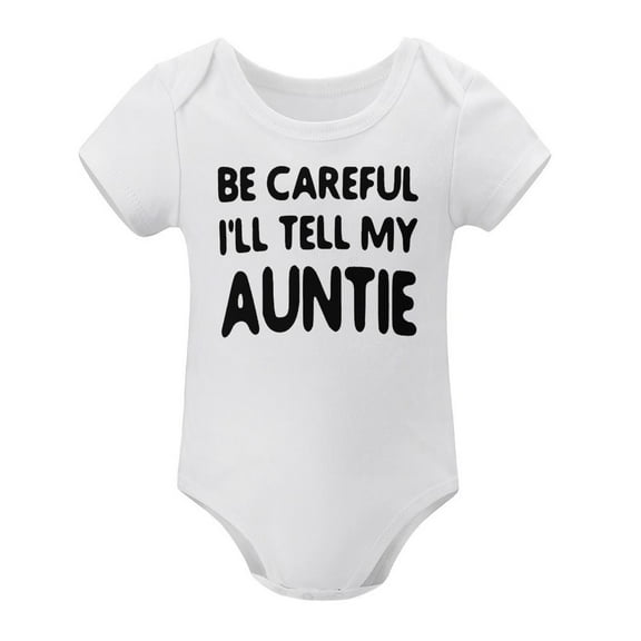 Be Careful I'll Tell My Auntie - Baby Clothes - Funny Newborn Bodysuit Outfits for Boys And Girls White-style-1 9months