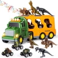 thumbnail image 3 of TEMI Dinosaurs Truck Toys para niños de 3 a 5 años, coche de transporte con 3 figuras de dinosaurios y 3 coches monstruo, vehículo de juguete de fricción en transportador con luz y sonido, juego de re, 3 of 4