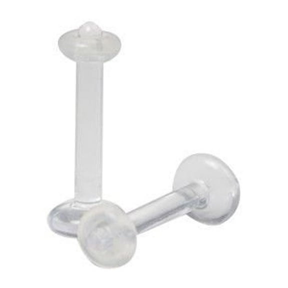 Pair of 14ga 3/8" (10mm) Clear Labret / Monroe Retainer with Clear O-Ring