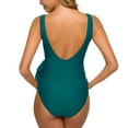 thumbnail image 3 of Ecavus Maternity Swimsuit One Piece V Neck Bowknot Swimwear Peacock Blue XL, 3 of 6