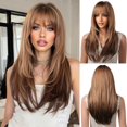 thumbnail image 1 of Yanonmyfd Black Wigs for Women Long Wig with Bangs Natural Straight Wigs Synthetic Hair Heat Resistant Wigs for Daily Party Cosplay Wear, 1 of 38