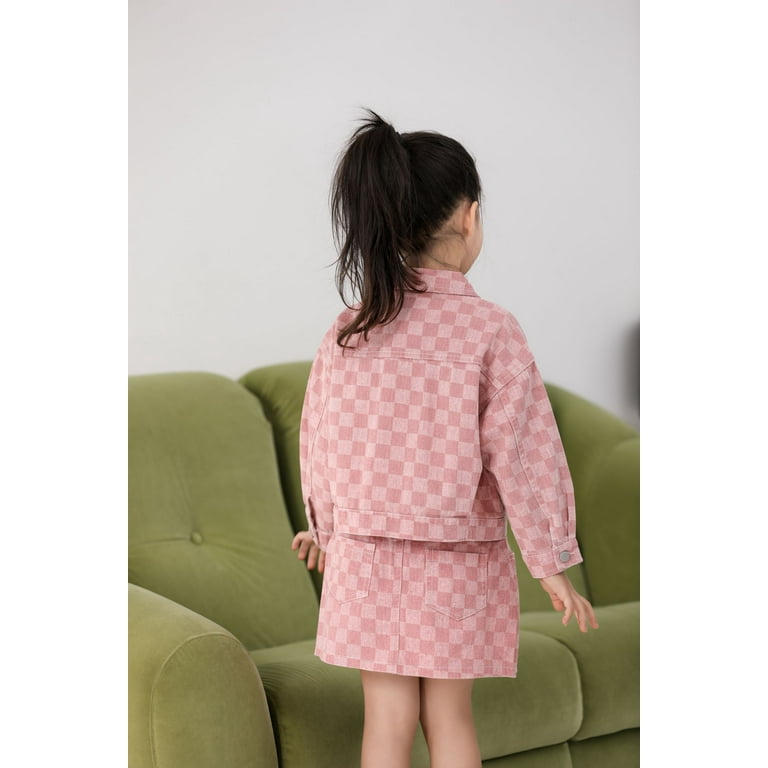 Baby pink denim 2025 skirt and jacket