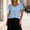 Tops-57Blue, variant on Babydoll Tops for Women Sweetheart Neck Short Puff Sleeve Crop Tops Lightweight Textured Fabric Ruffle Trim Casual Summer Shirts Party Wear Pink S