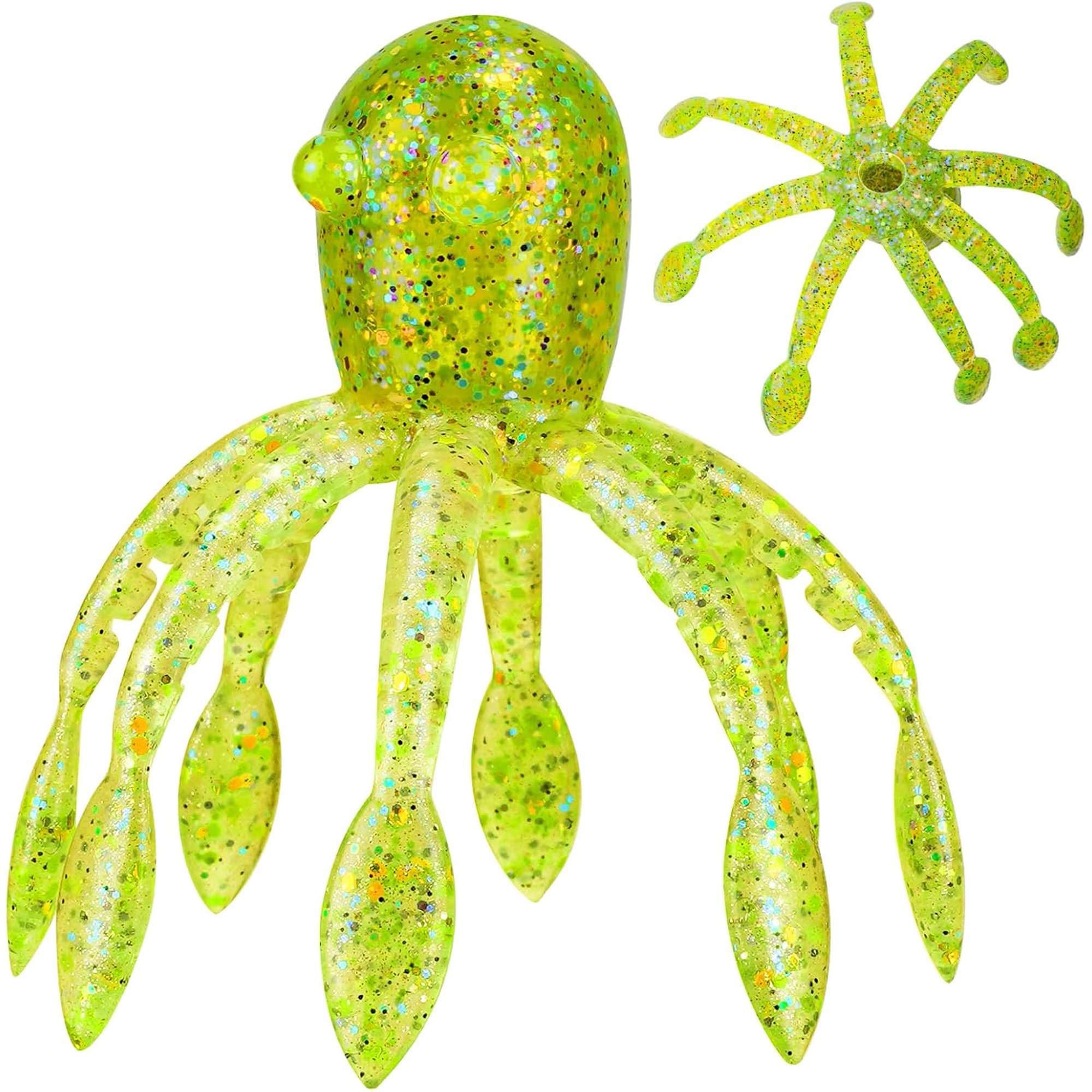 Creature Bait for Bass Fishing 3 Soft Octopus Squid Bait with Multiple Tentacles 6Pcs Slow Sinking Fishing Squid Lures for Drop Shot Finesse Wacky Rig