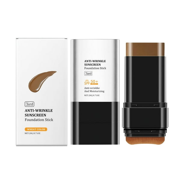Cosmético multiusos en barra con brocha, apto para todo tipo de maquillaje, efecto natural de larga duración.