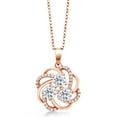 thumbnail image 2 of Gem Stone King 2.12 Ct Round White Topaz 18K Rose Gold Plated Silver Pendant, 2 of 5
