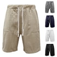 thumbnail image 1 of BADHUB Men's Drawstring Sweat Shorts with Pockets Textures Workout Shorts Casual Solid Color Running Athletic Shorts Clearance Gray L, 1 of 6